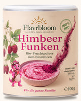 Himbeer Funken - Bio-Fruchtpulver zum Einruehren von Flavrbloom, 100 g Dose
