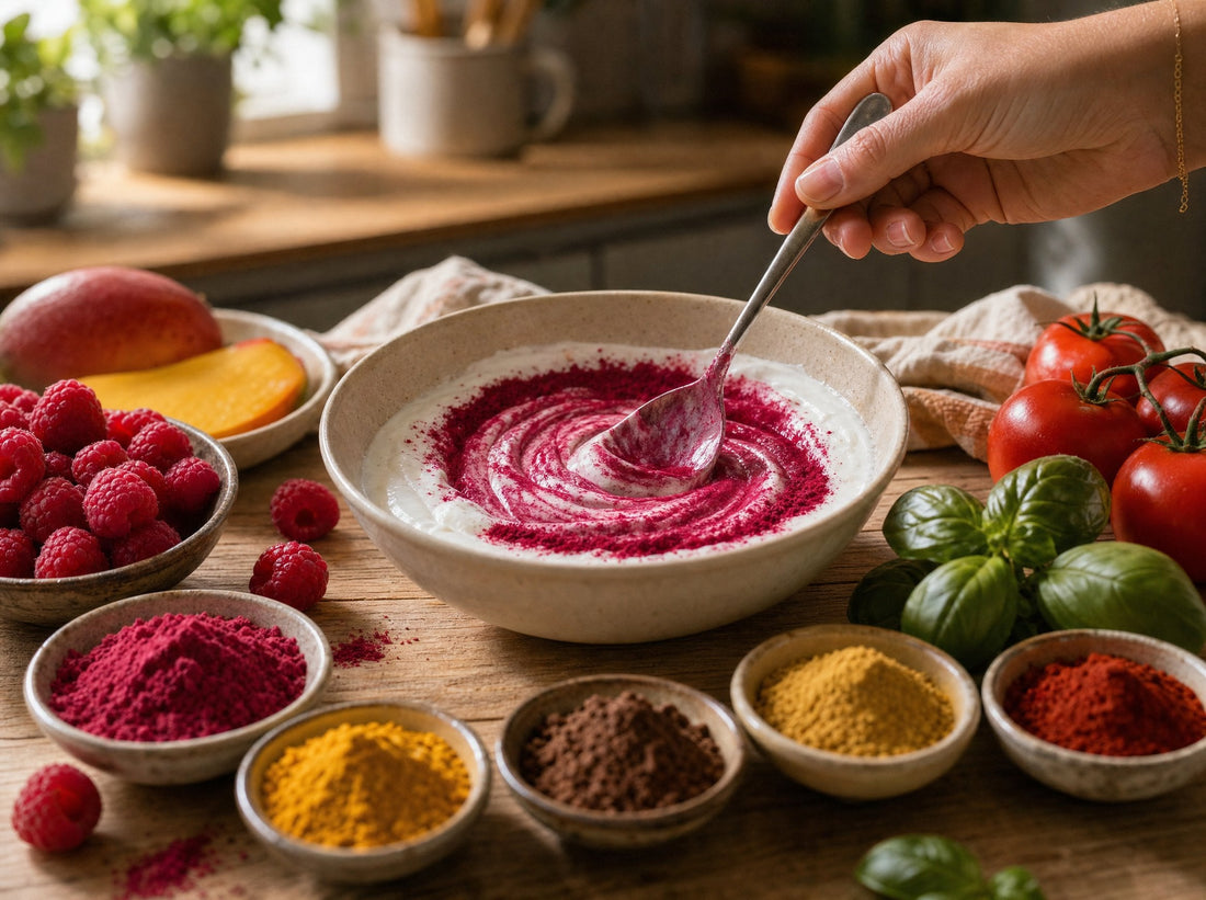Joghurt natürlich gefärbt mit Fruchtpulver