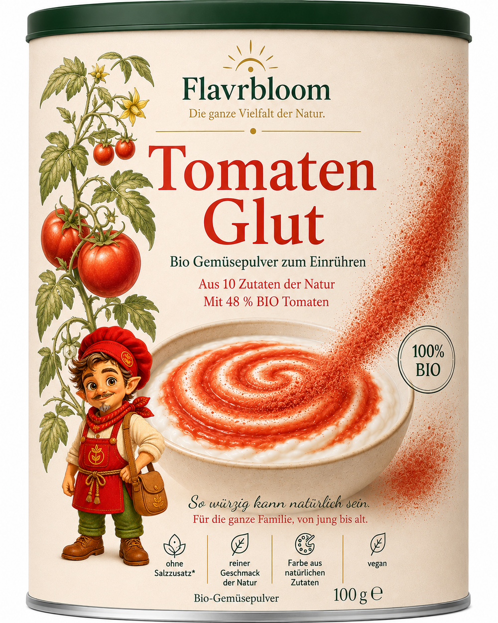 Tomaten Glut – Bio-Gemüsepulver, schonend gefriergetrocknet