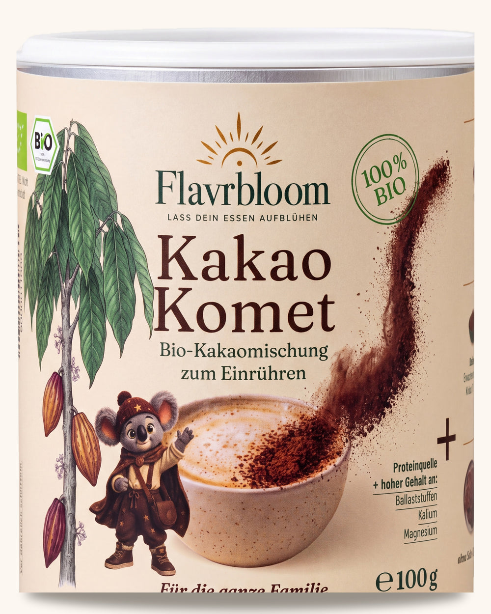 Kakao Komet - Bio-Kakaomischung zum Einruehren von Flavrbloom, 100 g Dose